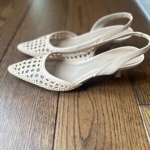 Ann Taylor basket weave sling backs
